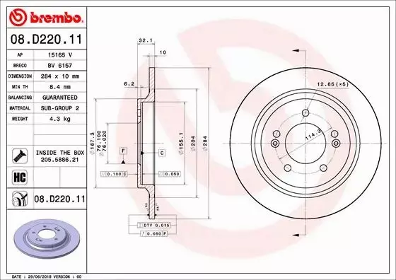 BREMBO Tarcza hamulcowa 08.D220.11 