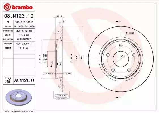 BREMBO Tarcza hamulcowa 08.N123.11 