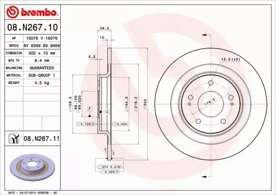 BREMBO TARCZE+KLOCKI TYŁ OUTLANDER III 302MM 