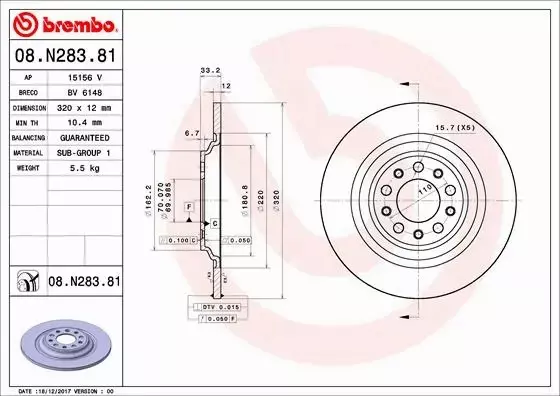 BREMBO TARCZE+KLOCKI T JEEP CHEROKEE KJ 320MM 