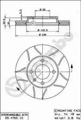 BREMBO TARCZE HAMULCOWE PRZÓD 09.4765.75 