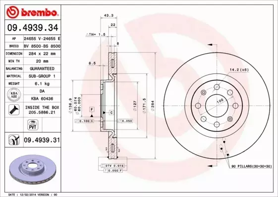 BREMBO TARCZE+KLOCKI PRZÓD OPEL CORSA D 284MM 