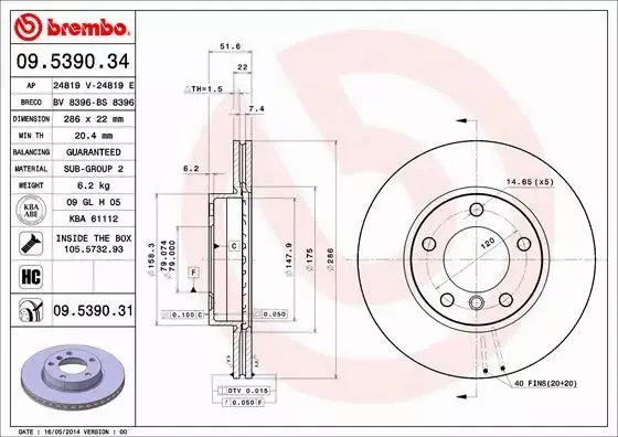 BREMBO TARCZE+KLOCKI PRZ BMW Z3 E36 Z4 E85 286MM 