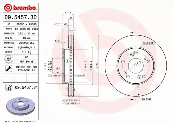 BREMBO TARCZE+KLOCKI PRZÓD HONDA CIVIC VII 262MM 