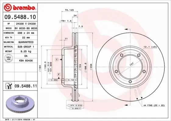 BREMBO Tarcza hamulcowa 09.5488.10 