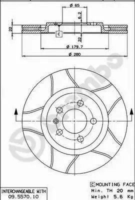 BREMBO TARCZE HAMULCOWE PRZÓD 09.5570.75 