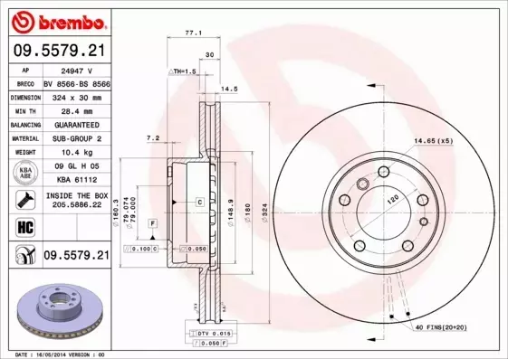 BREMBO TARCZE+KLOCKI PRZÓD BMW 5 E39 324MM -2000 