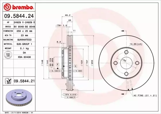 BREMBO TARCZE+KLOCKI PRZÓD COROLLA E12 KOMBI 255MM 