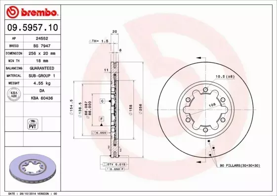 BREMBO TARCZE HAMULCOWE PRZÓD 09.5957.10 