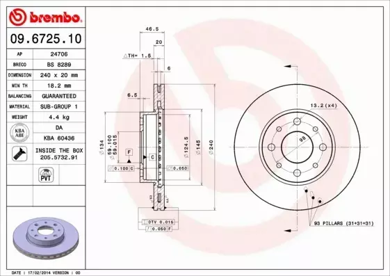 BREMBO TARCZE+KLOCKI PRZÓD FIAT PALIO SIENA 240MM 