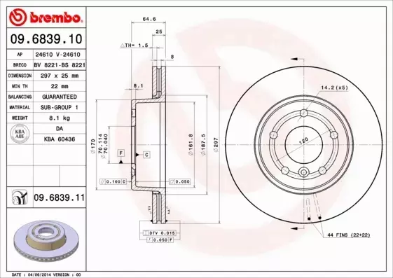 BREMBO TARCZE+KLOCKI PRZÓD RANGE ROVER II 297MM 