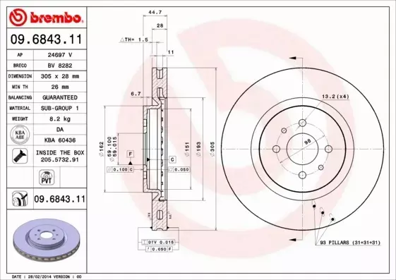 BREMBO Tarcza hamulcowa 09.6843.11 