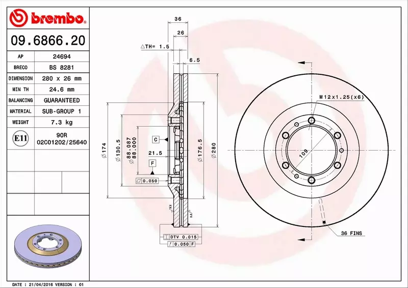 BREMBO TARCZE+KLOCKI PRZÓD OPEL FRONTERA A 280MM 