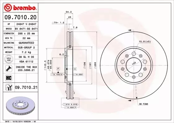 BREMBO TARCZE+KLOCKI PRZÓD AUDI A1 8X 288MM 