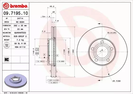 TARCZE BREMBO KLOCKI FERODO P PASSAT B5 1.9 282,5M 