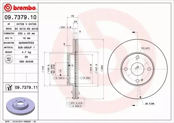 BREMBO TARCZE+KLOCKI PRZÓD MAZDA MX-5 NA NB 255MM 