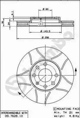 BREMBO TARCZE HAMULCOWE PRZÓD 09.7628.75 