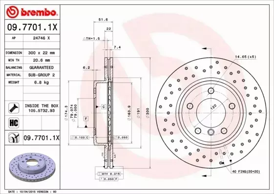 BREMBO XTRA TARCZE+KLOCKI PRZÓD BMW 3 E46 300MM 