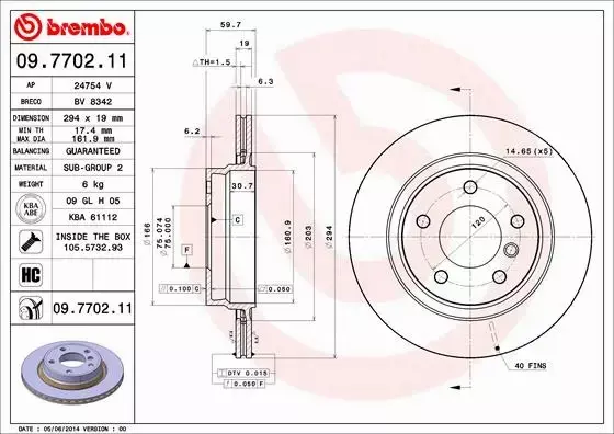 BREMBO TARCZE HAMULCOWE TYŁ 09.7702.11 