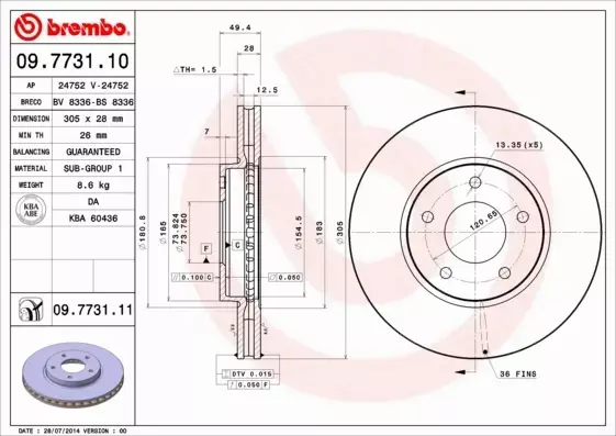 BREMBO TARCZE+KLOCKI PRZÓD JAGUAR XJ X308 305MM 