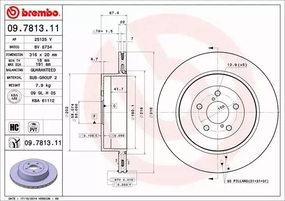 BREMBO Tarcza hamulcowa 09.7813.11 