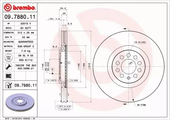 BREMBO TARCZE+KLOCKI PRZÓD SEAT IBIZA IV 312MM 