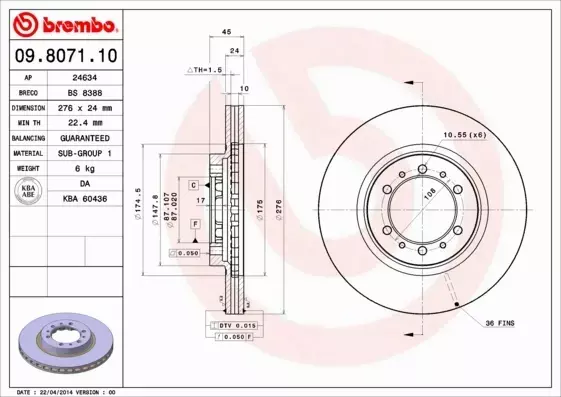 BREMBO TARCZE+KLOCKI PRZÓD MITSUBISHI L200 276MM 