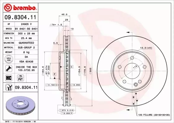  BREMBO TARCZE+KLOCKI P MERCEDES E W210 300MM 