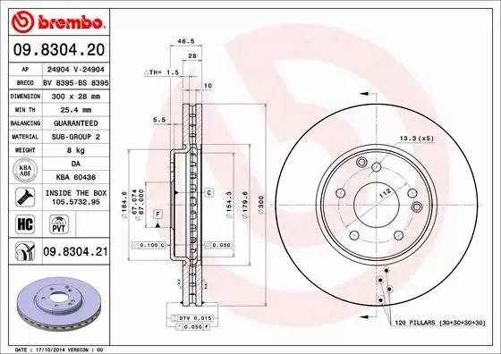 BREMBO TARCZE PRZÓD MERCEDES CLK C208 C209 W203 