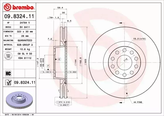 BREMBO TARCZE+KLOCKI PRZÓD AUDI A8 D2 323MM 