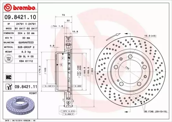 BREMBO TARCZE+KLOCKI P PORSCHE 911 993 304MM 