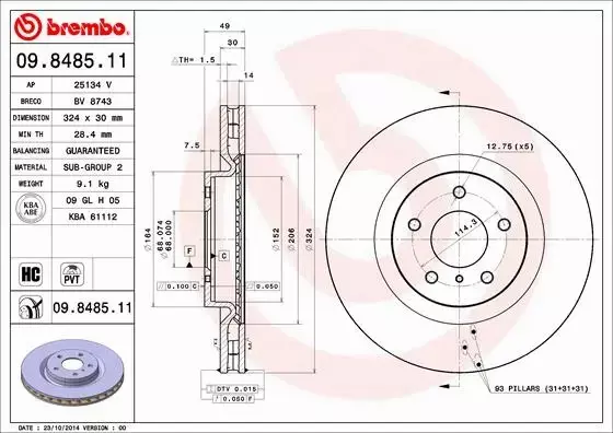 BREMBO TARCZE+KLOCKI PRZÓD NISSAN 350Z 324MM 