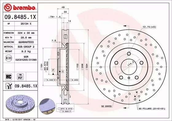 BREMBO TARCZE+KLOCKI PRZÓD NISSAN 350Z 324MM 