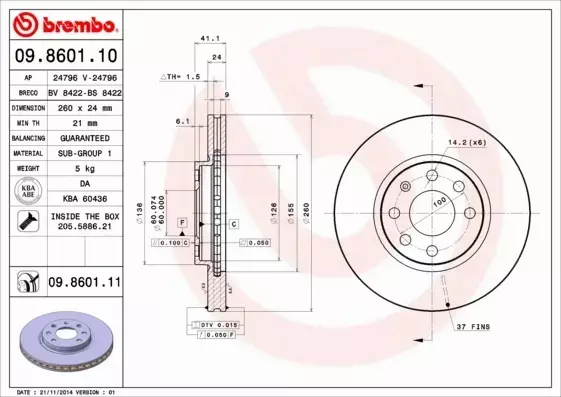 BREMBO TARCZE+FERODO KLOCKI P OPEL CORSA C 260MM 