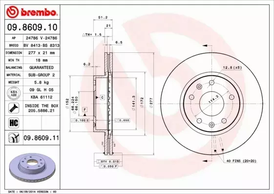 BREMBO TARCZE+KLOCKI PRZÓD LR FREELANDER I 277MM 