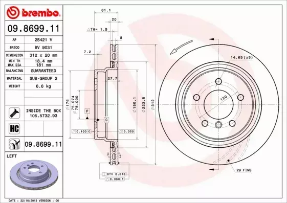 BREMBO TARCZE+KLOCKI TYŁ BMW M3 Z3M E36 312MM 