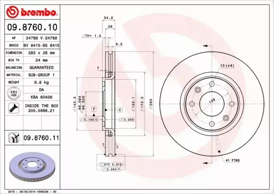  BREMBO TARCZE+KLOCKI P+T CITROEN BERLINGO II 283MM 