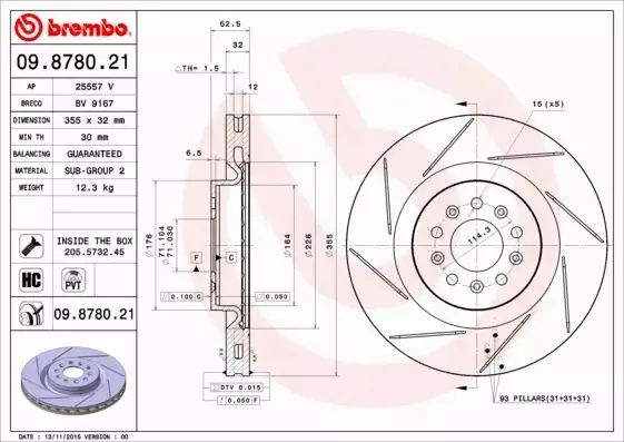 BREMBO TARCZE HAMULCOWE PRZÓD 09.8780.21 