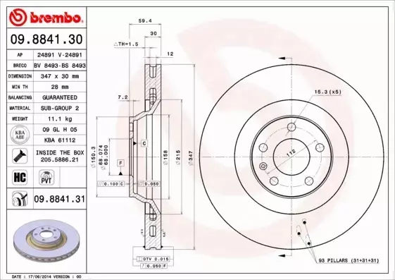 TARCZE BREMBO KLOCKI FERODO AUDI A6 C6 347MM KPL 