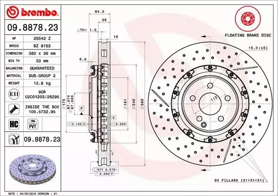 BREMBO TARCZE+KLOCKI PRZÓD MERCEDES CLS55 C219 SL55 R230 AMG 280MM 