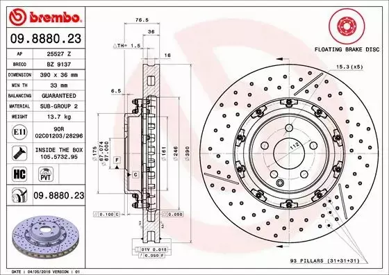 BREMBO TARCZE+KLOCKI PRZÓD MERCEDES W220 C215 S65 AMG 