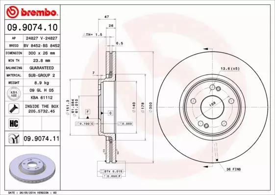 BREMBO TARCZE HAMULCOWE PRZÓD RENAULT LAGUNA II 