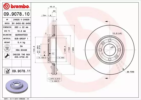  BREMBO TARCZE+KLOCKI PRZÓD RENAULT MEGANE II 260MM 