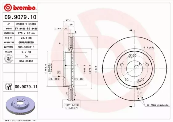 BREMBO TARCZE HAMULCOWE PRZÓD 09.9079.11 