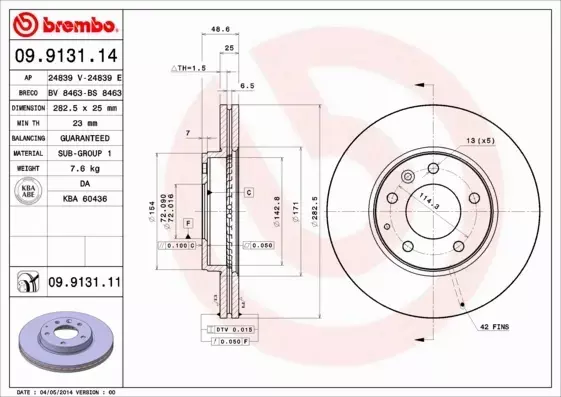 BREMBO Tarcza hamulcowa 09.9131.11 