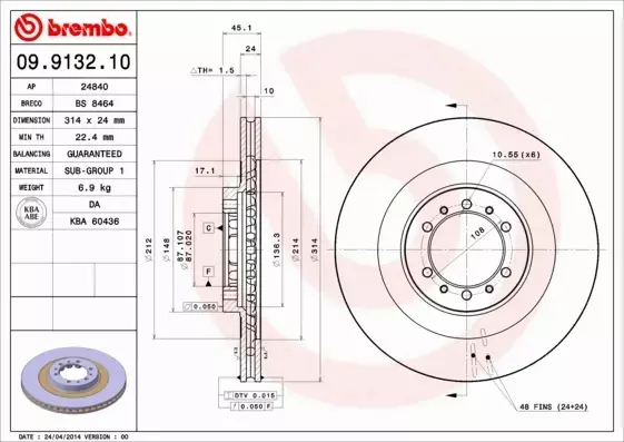 BREMBO TARCZE+KLOCKI PRZÓD PAJERO SPORT I 314MM 