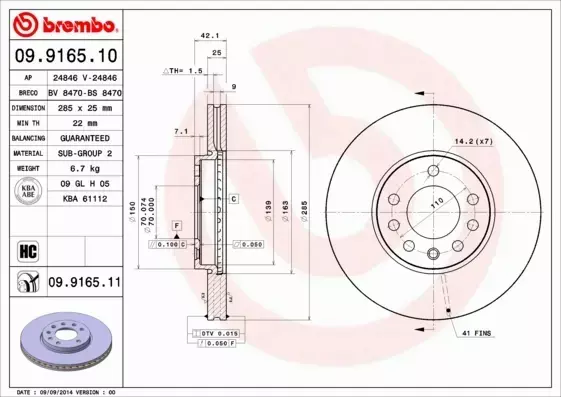 Tarcza hamulcowa BREMBO OPEL VECTRA SIGNUM SAAB 