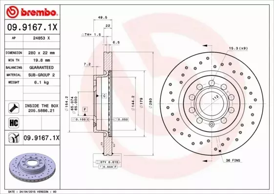 BREMBO XTRA TARCZE+KLOCKI PRZÓD AUDI A3 8P 280MM 