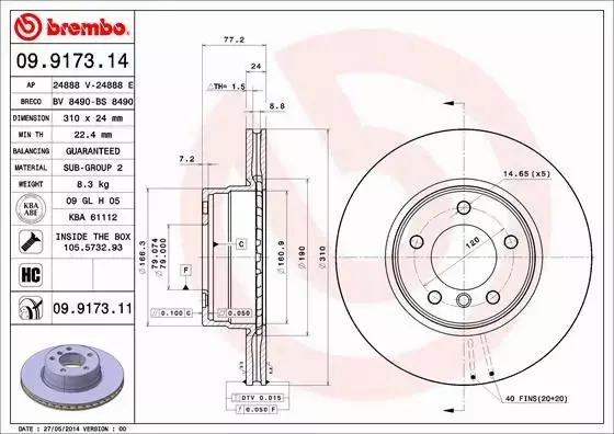 BREMBO TARCZE + KLOCKI PRZÓD BMW 5 E60 E61 