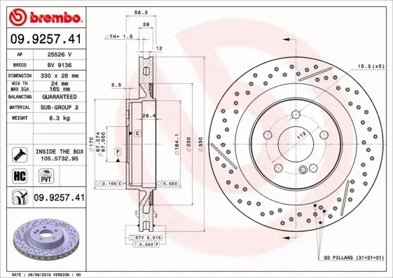 BREMBO TARCZE+KLOCKI TYŁ MERCEDES SLK55 AMG R171 